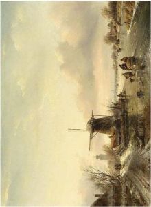 Skaters On A Frozen River Near Overschie
