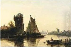 A River Landscape In Summer ; A Winter Landscape With Skaters by Jan Jacob Coenraad Spohler