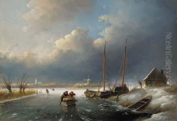 Skaters In A Frozen Winter Landscape - view 1