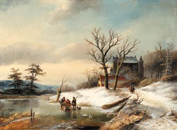 Figures In A Wintry Landscape - view 1