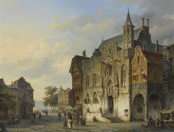 Dutch City View With Figures. - view 1