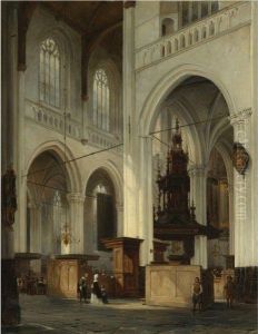 Interior Of The New Church In Amsterdam by Cornelis Springer