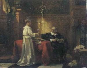 Offering a glass of wine - a study by Johannes Anthonie Balthasar Stroebel
