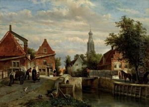 A View Of The Staal Everspijp And The Grote Kerk In Summer by Cornelis Springer