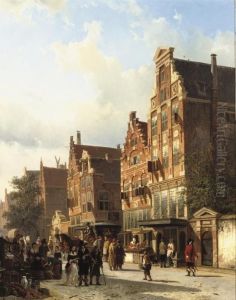 The Quasihuis Of Rembrandt On The St. Anthoniebreestraat, Amsterdam by Cornelis Springer