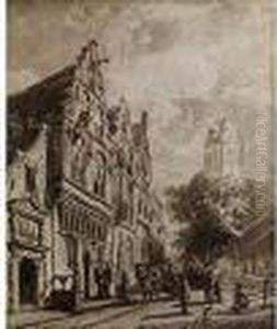 Die Hafengracht In Oudewater by Cornelis Springer