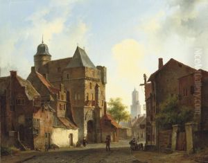 A Peaceful Town Square In Summer