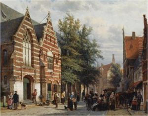 A View Of The Westerstraat With The Westerkerk, Enkhuizen
