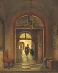 The elegant visitor by Johannes Anthonie Balthasar Stroebel