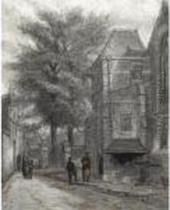 Behind The Westerkerk, Enkhuizen by Cornelis Springer