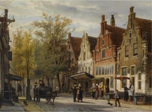 A View Of The Westerstraat, Enkhuizen by Cornelis Springer