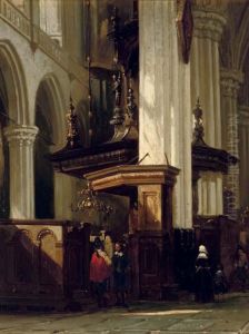 The Interior Of The Nieuwe Kerk, Amsterdam by Cornelis Springer