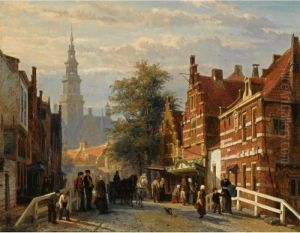 Gezicht Achter Het Stadhuis Te
Bolsward (a View Of Bolsward With The Townhall In The Distance) by Cornelis Springer