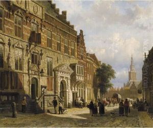 The Town Hall On The Burchtstraat With The St Stevenskerk Beyond