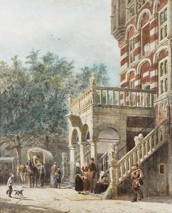 De Waag Op De Brink Te Deventer by Cornelis Springer