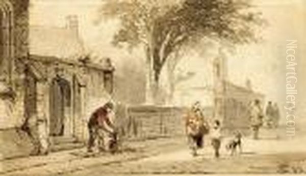 Figures In The Streets Of A Dutch Town - view 1