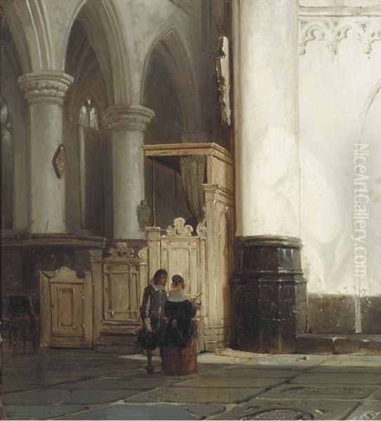 Church Interior With An Elegant Couple - view 1