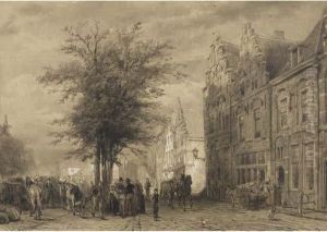 Markt Te Oudewater: A Farmers Market by Cornelis Springer