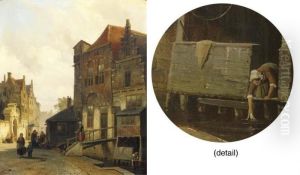 Daily Activities In A Dutch Town by Cornelis Springer