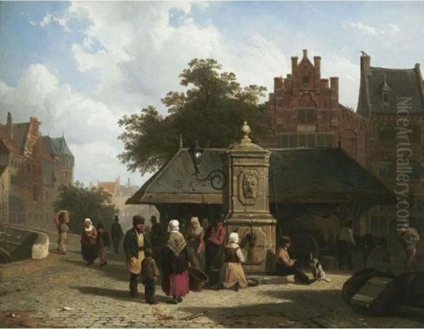 Figures In A Town Square - view 1