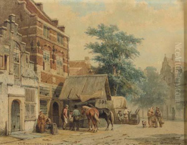 A View In A Street, Culemborg, With A Blacksmith At Work - view 1