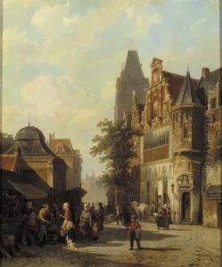 Townsfolk Gathered Around Market
Stalls, A Capriccio View Ofwoerden's Cityhall In The Background Townsfolk Gathered Around Market
Stalls, A Capriccio View Ofwoerden's Cityhall In The Background