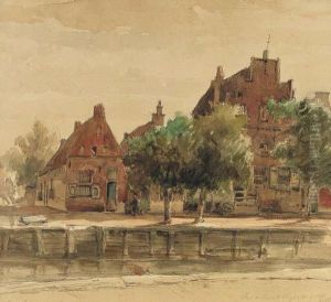 Houses By The Harbour At Hasselt, Overijssel Houses By The Harbour At Hasselt, Overijssel