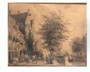 The Lombard On The Oudezijds Voorburgwal, Amsterdam by Cornelis Springer