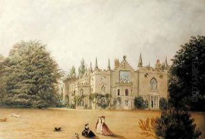 View of Strawberry Hill, Middlesex from the gardens by Gustave Ellinthorpe Sintzenich