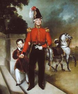 General Sir James Dennis 1778-1855 with his son, a syce leading away his charger 1843 by Heinrich Schaeffer