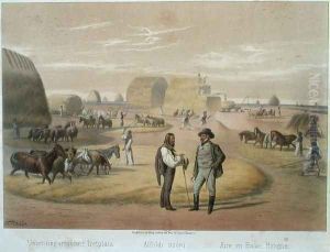 Threshing Wheat in Hungary, from a book by Baron Pronay, Budapest, 1855 by Karoly Sterio