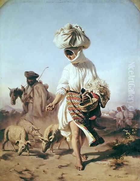 Peasant Girl Feeding Pigs, 1855 - view 1