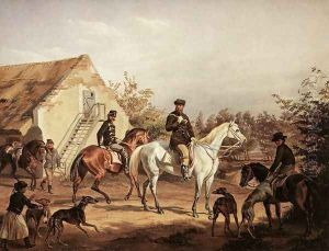 Going off to Hunting 1856 by Karoly Sterio
