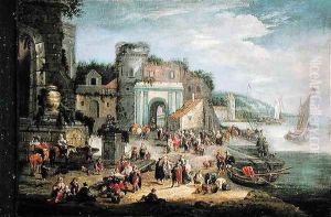 View of a Mediterranean Port by Mathys Schoevaerdts