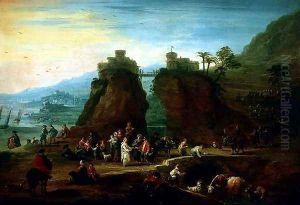Figures and cattle by Mathys Schoevaerdts