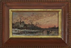 Winterlandschaft Im Abendrot. by Adolf Stademann