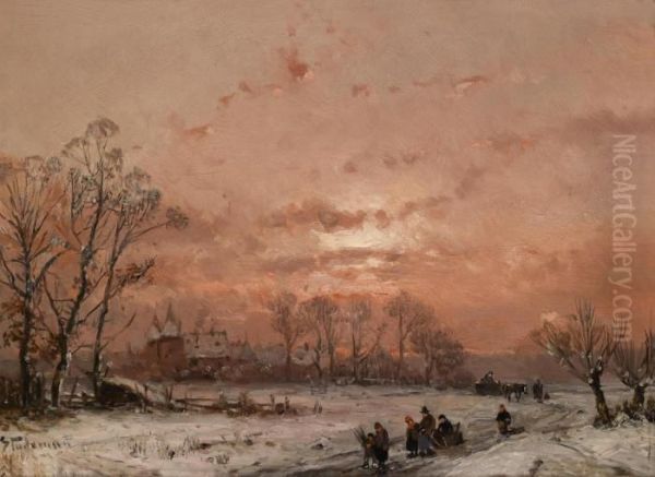 Winter Landscape At Sunset - view 1
