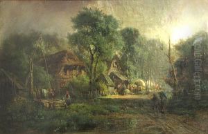 A Village Scene by Adolf Stademann