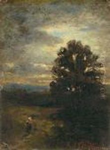 Gewitterlandschaft Mitheimkehrenden Bauerinnen