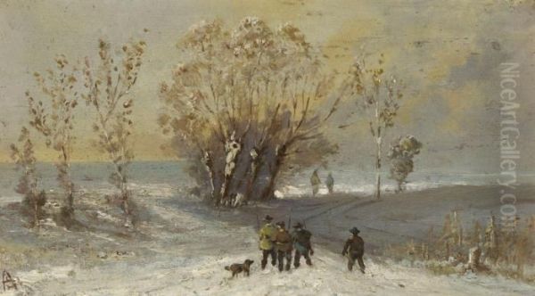 Winterlandschaft Mit Jagern - view 1