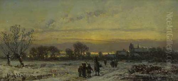 Winterliche Dorflandschaft Im Abendlicht. - view 1