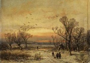 Winterlandschaft Mit Figurenstaffage by Adolf Stademann