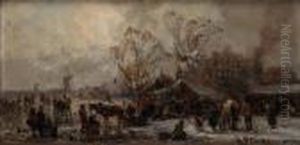 Vinterlandskap Med Figurer by Adolf Stademann