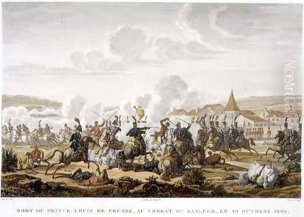 The Death of Prince Ludwig of Prussia at the Battle of Saalfed, 10 October 1806, engraved by Louis Francois Couche 1782-1849 - view 1