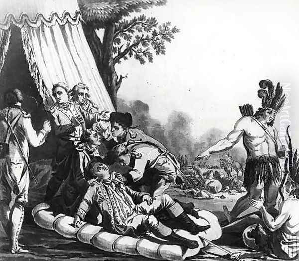 The Death of Marquis de Montcalm de Saint-Veran 1712-59 engraved by Jean Baptiste Moret fl.1790-1820 1789 - view 1