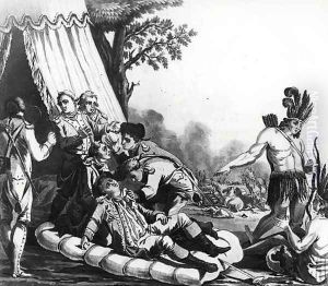 The Death of Marquis de Montcalm de Saint-Veran 1712-59 engraved by Jean Baptiste Moret fl.1790-1820 1789