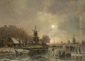 Eisvergnugen In Hollandischer
 Flusslandschaft.
