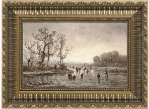 Skating On The Frozen Lake by Adolf Stademann