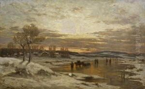 Winterlandschaft In Der
 Abenddammerung.