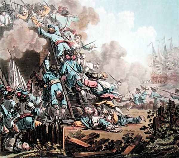 Capture of the Fort of San Salvador, Sicily 1674, engraved by Jean Baptiste Morret fl.1790-1820, 1789 - view 1